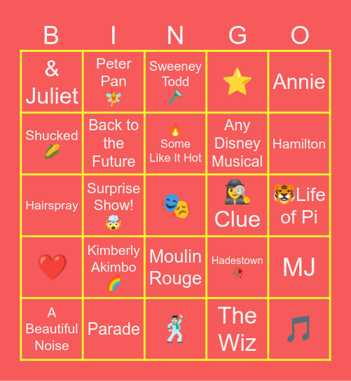 2024/2025 Orpheum Bingo Card