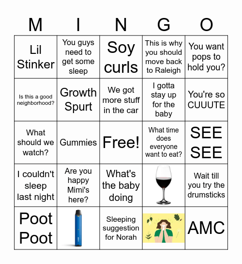 Mimingo Bingo Card