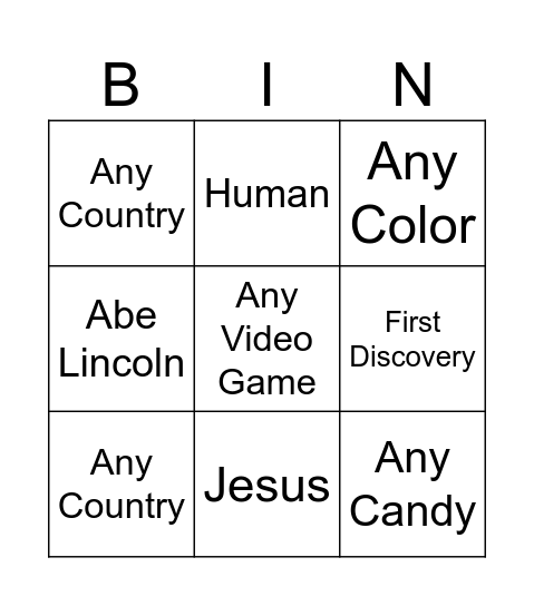 Untitled Bingo Card