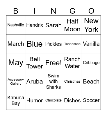 Bridal Shower Bingo Card