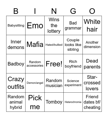 Gacha life Bingo Card