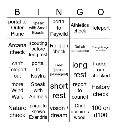 Do Go Chasing Waterfalls [Critical Role 3.86] Bingo Card
