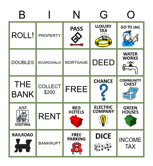 MONOPOLY Bingo Card