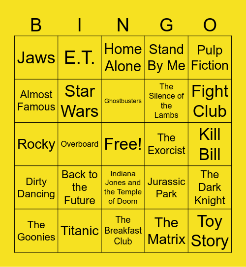 Movie Bingo Card