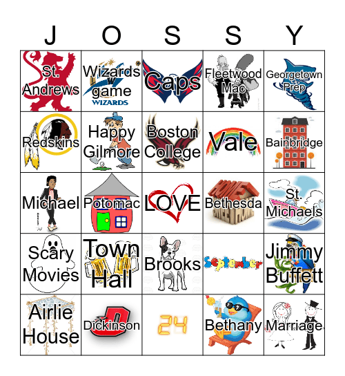 Joselyn's Bridal Shower Bingo Card