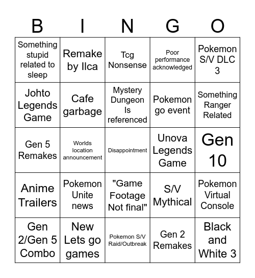 Pokemon Day 2024 Bingo Card