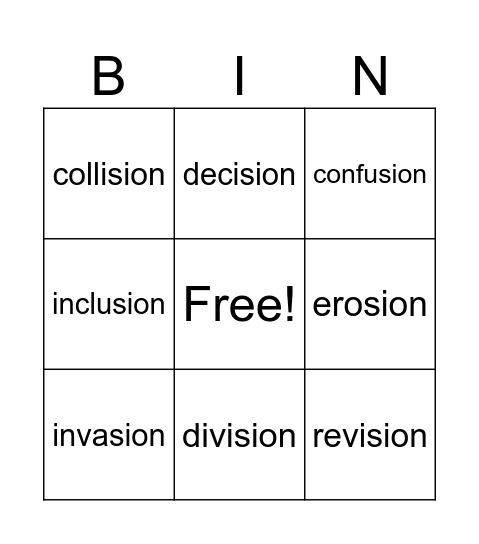 mo Bingo Card