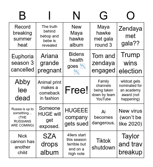 2024 bingo card Bingo Card