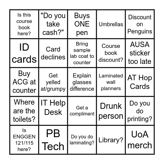 UBIQ O-WEEK '24 BINGO Card