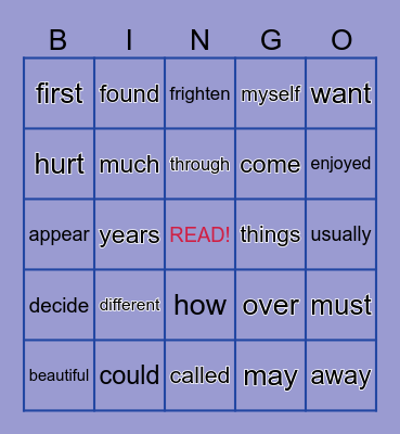 5th Grade Sight Words Bingo Card