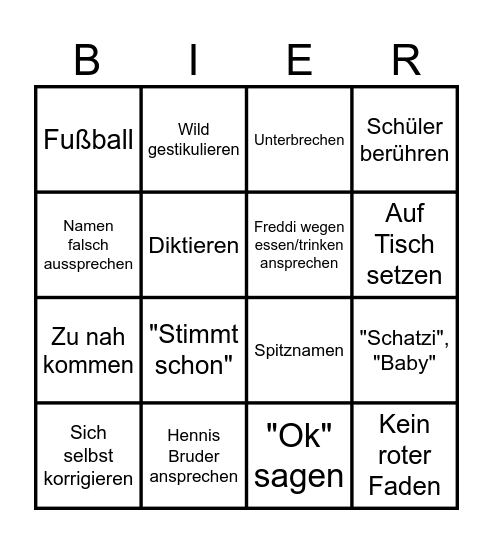 Herr Eller Bingo Card