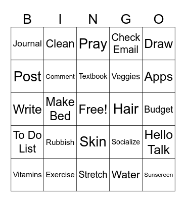Stuff Bingo Card