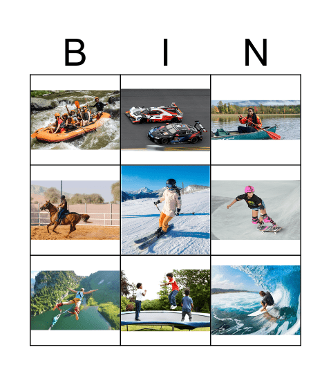 Adventure Sports Bingo Card