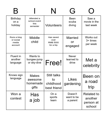 Profil Bingo Card