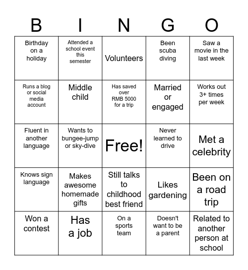 Profil Bingo Card