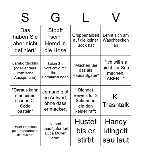 SGLV Bingo Card