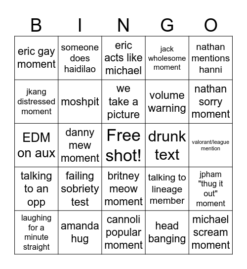 haidilao bingo Card