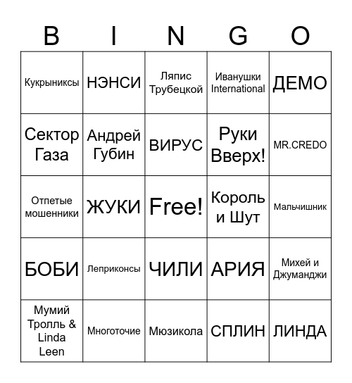 Жоппа Bingo Card