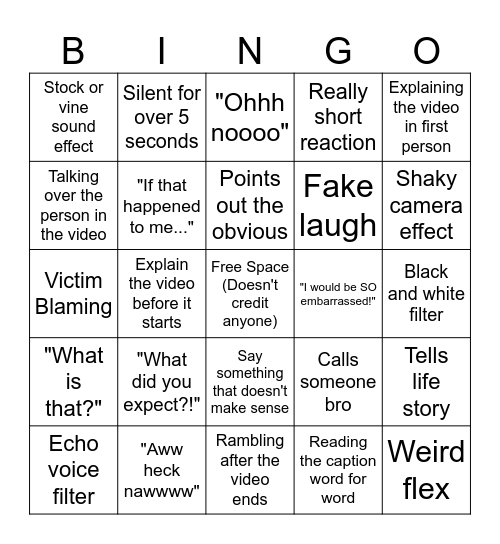 Ssniperwolf Bingo Card