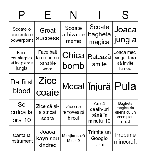 Bingo Andrei Bingo Card