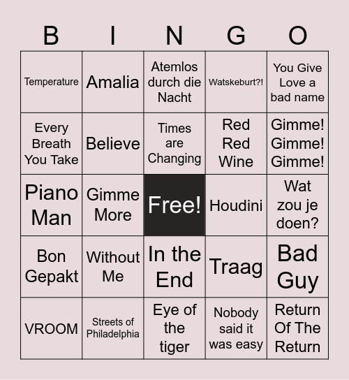 Jongerius Muziekbingo Card