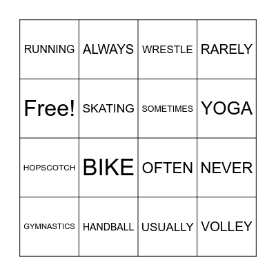 How Often Bingo Card