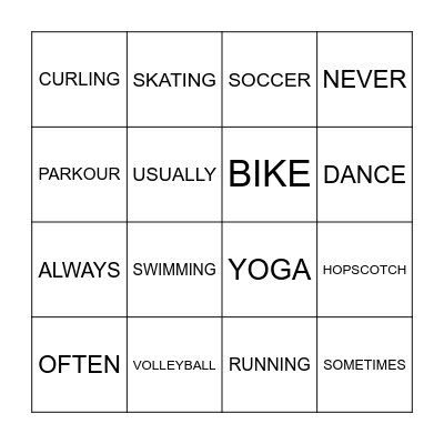 How Often Bingo Card