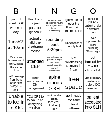 OTO Bingo Card