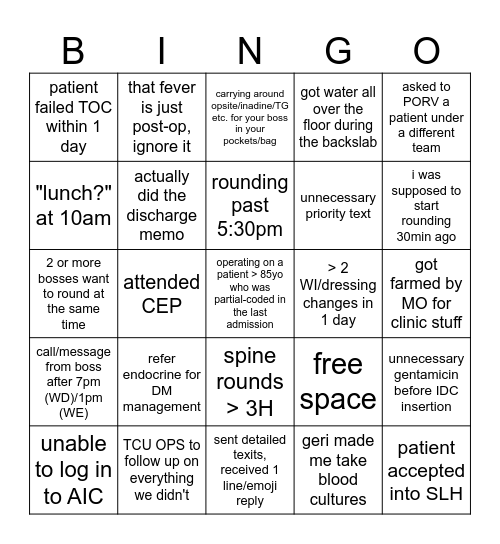 OTO Bingo Card