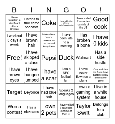 February Get-Together Bingo Card