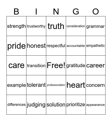 Be the Best  You Can Be!! Bingo Card