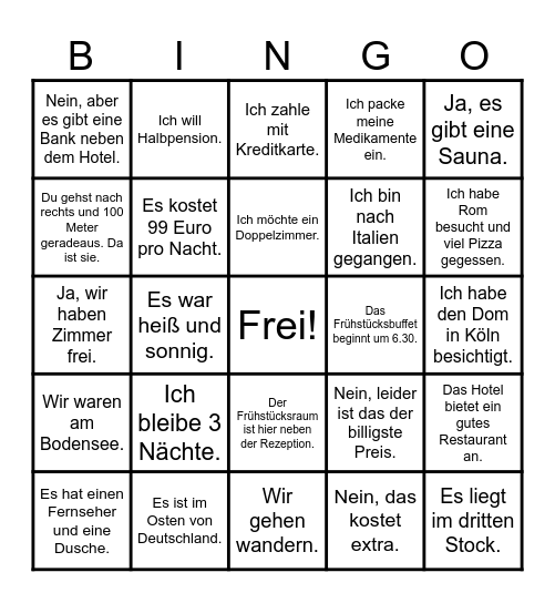 D3 - Einheit 1- Reise, Reise Bingo Card