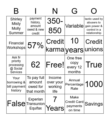 Allstate BINGO 1-3 Bingo Card