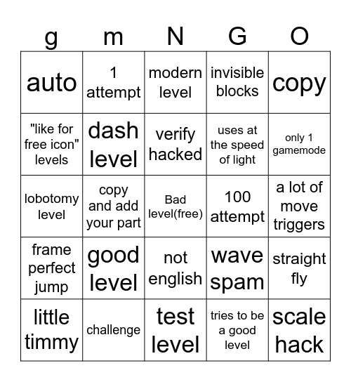 recent tab Bingo Card