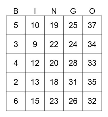 English Test BINGO! Bingo Card