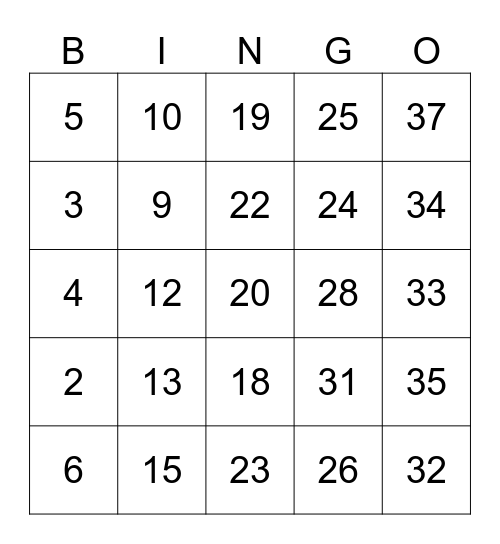 English Test BINGO! Bingo Card