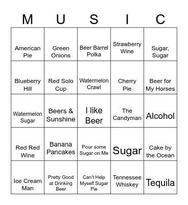 Food and Drink Bingo Card