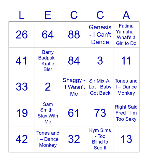 SWINGOOOO Bingo Card