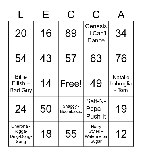 SWINGOOOO Bingo Card