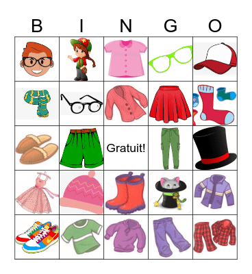 Clothes Bingo Card