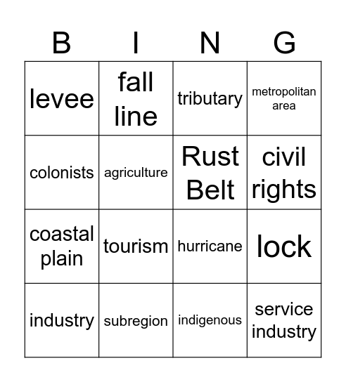 Ch. 4 (Geo) Bingo Card