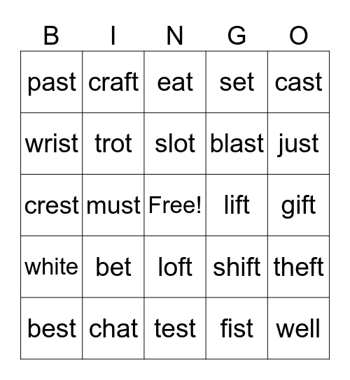 Frog and Toad are Friends  Lesson 24 Bingo Card