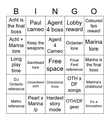 SIDE ORDER BINGO Card