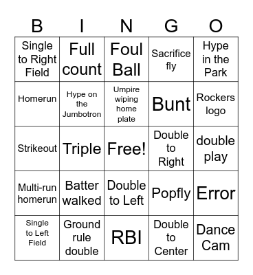 Rockers Bingo Card