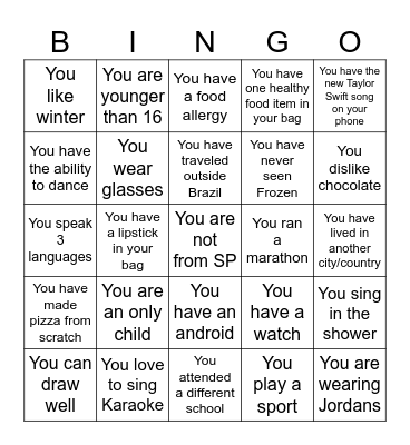 Ice-Ice Breaker! Bingo Card