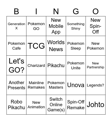 Pokémon Presents 2024 Bingo Card