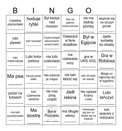 Kto w zespole...? Bingo Card