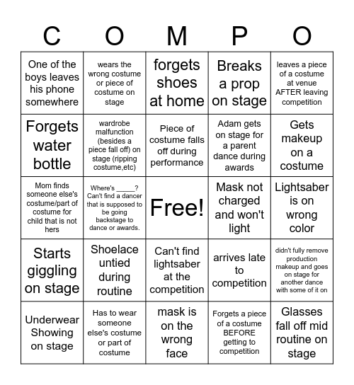 COMP-O Bingo Card