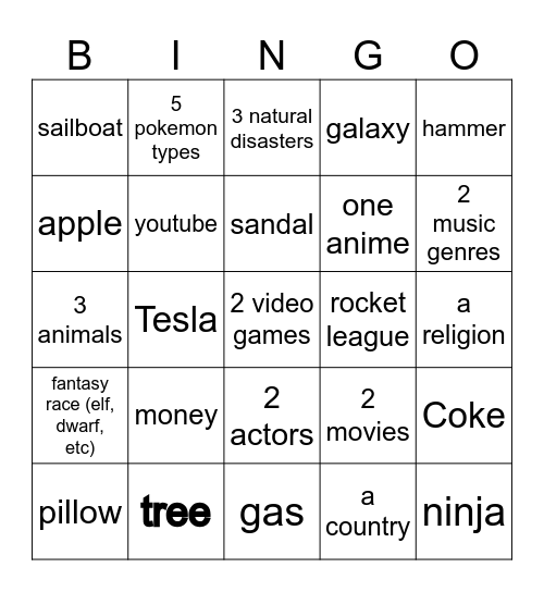 Infinite craft Bingo Card