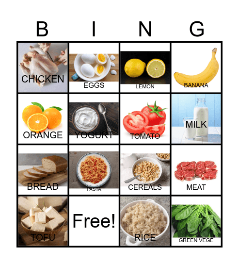 HEALTHY FOOD Bingo Card